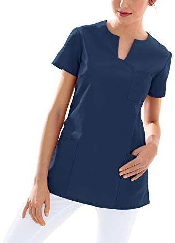 CLINIC DRESS Schlupfkasack Kasack Damen für Krankenpflege und Altenpflege 95 Grad Wäsche Navy, L