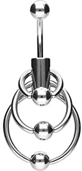 PIERCINGLINE Bauchnabelpiercing Chirurgenstahl 3 KLEMMKUGELRINGE Piercing Bananabell Banane Silberfarben