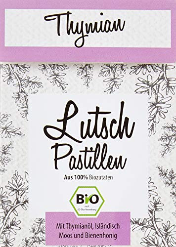 Aries BIO Thymian Lutschpastillen – Halsbonbons mit Isländisch Moos Extrakt und Bio Thymianöl – 30g