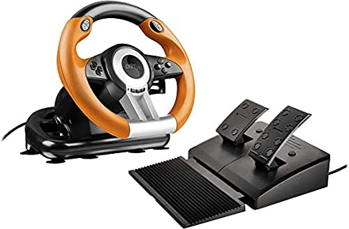 Speedlink Gaming Lenkrad für PS3-DRIFT O.Z. Racing Wheel USB(Schaltknauf,Gas-und Bremse-Pedale -Vibration, 180°Lenkbereich-Controller für Driving Games oder andere Simulator-Spiele)schwarz/orange
