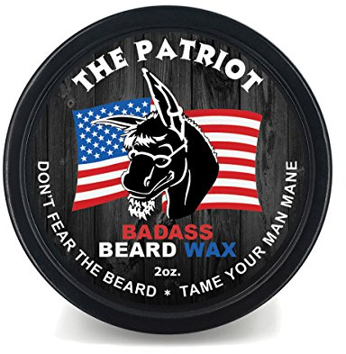 Badass Beard Care Beard Wax For Men - The Patriot, 2 oz - Softens Beard Hair, Leaves Your Beard Looking and Feeling More Dense