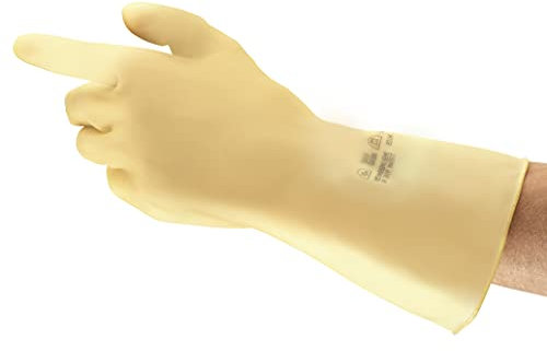 Ansell AlphaTec 87-137 Gants de Travail Multi-Usage, Résistance Chimique Polyvalente, Design Ultra Fin et Robuste, Gant Latex Homme Femme, Réutilisable, Beige, Taille XS (1 Paire)