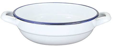 Kaufgut KAU600259 Pentola Tegame 2 Manici Smalto, Bianco/Blu, 24 cm