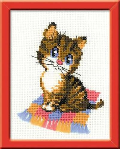RIOLIS - Gattino HB068, Punto croce 15x18cm, Punto croce kit da ricamare, Disegni da ricamare, Embroidery kit, Kit ricamo punto croce