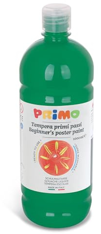 PRIMO Skolmålarfärg temperaturfärg för barn, 1 000 ml flaska med doseringslås (mörkgrön)