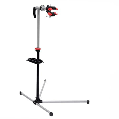 HOMCOM Bike Repair Stand Workstation, Bicycle Maintenance Workstand, Height Adjustable, with Tool Tray & 360° Rotating Adjustable Clamp for Home Mechanic Workshop