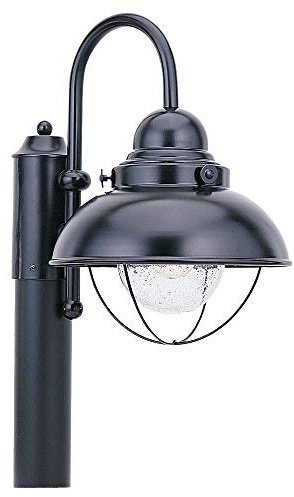Sea Gull Lighting One-Light Outdoor Post Lantern Outside Fixture, Full Size, Black