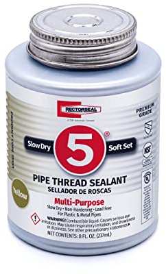 RectorSeal No. 5 25551 Pipe Thread Sealant, Lubricates & Protects Threads, Soft Setting, Slow Drying, & Permits Easy Breakout, Contains No Other Metals, 8 oz
