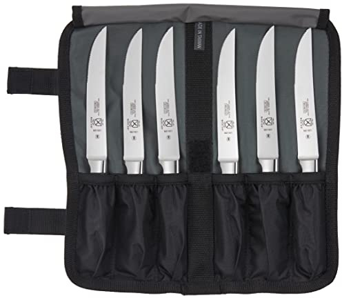 Mercer Culinary Genesis 7-Piece Forged Steak Knife Set, Steel/Black