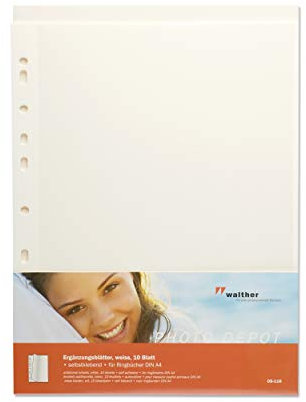 Walther DS-118 Fotoblätter selbstklebend weiß 50 Blatt - Fotokarton Ergänzungsblätter