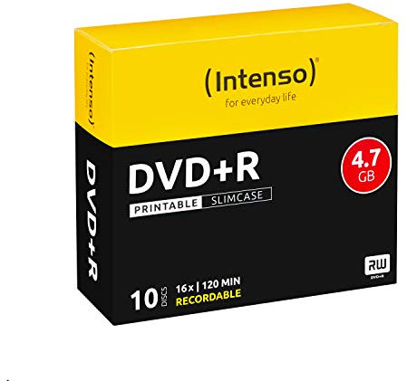 Intenso 4811652 DVD+R Rohlinge, Printable, 4,7GB, 16x Speed, 10er Slim Case