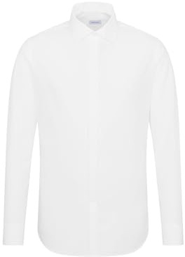 Seidensticker Camicia Business – Slim Fit – Non necessita di Stiratura, Colletto Kent – Maniche Lunghe – Polsino – 100% Cotone, Bianco (Weiß 01), 50
