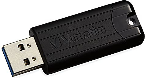 Verbatim PinStripe USB-Stick, 64GB, USB 3.2 Gen 1, USB Speicherstick, externer Speicher für Laptop Notebook Ultrabook TV Autoradio, USB-3, Datenstick mit Schiebemechanismus, schwarz