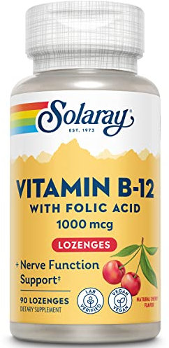 SOLARAY Vitamin B-12 1000Mcg, Cereza, Lozenges, comprimidos, 90 Unidades