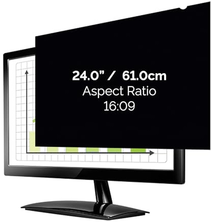 Fellowes PrivaScreen Black Out Sichtschutzfilter Blendschutz Blaulichtfilter für Monitore mit 24,0 Zoll (Seitenverhältnis 16:09, 531 x 298 mm) Einfaches Anbringen/Entfernen Dank Quick-Reveal-Laschen