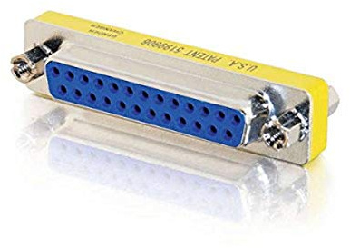 C2G/Cables to Go 02774 DB25 F/F Mini Gender Changer (Coupler), Silver/Yellow