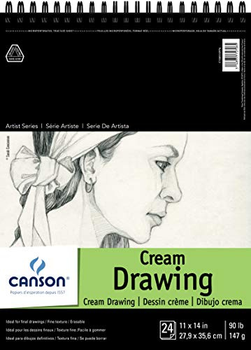 Canson Artist Series Cream Drawing Pad 11 x 14, Top Wire Bound, 24 Sheets (100510974)