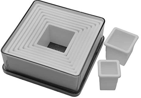 Ateco 5753 Plain Edge Square Cutter Set in Graduated Sizes, Durable, Food-Safe Plastic, 9 Pc Set