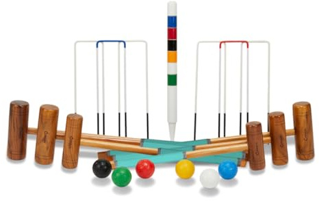 Uber Games Set di croquet per 6 persone, set di lusso per croquet, set da croquet, gioco all'aperto, completo di bandiere e mallet, Top India England Sport