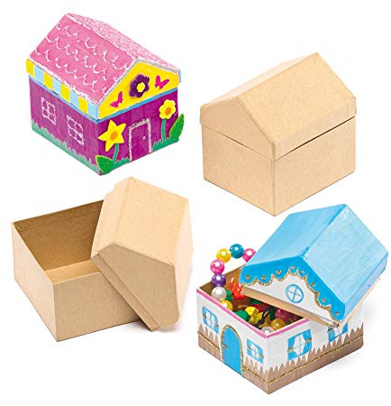 Baker Ross Lot de 4 Boîtes en Carton pour Peinture et Décoration pour Enfants EF963 Couleurs Assorties