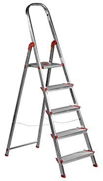 Escalera Aluminio Rolser Norma 220 5 Peldaños Anchos. Certificada según Norma Europea EN-131 para Uso doméstico y Profesional.