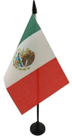 AZ FLAG Bordsflagga Mexiko 15x10 cm Mexikansk 100D Polyester Plastfot