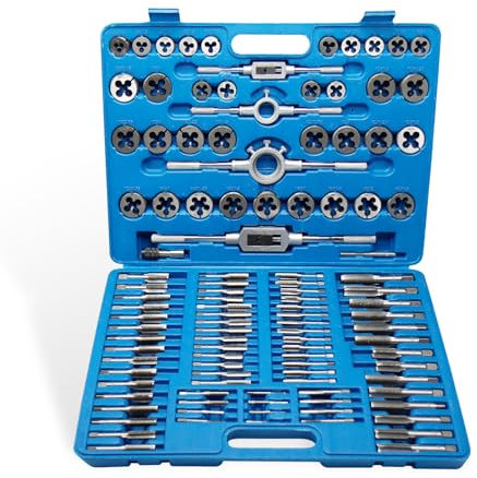 CCLIFE Juego de Machos y Terrajas M2-M18, Juego de herramientas para roscar de 110 piezas machos de roscar