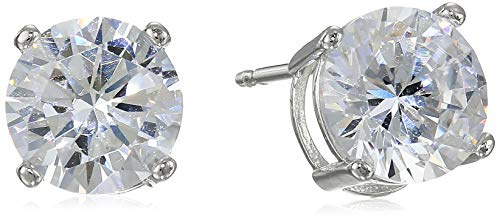 Amazon Essentials Platinum Plated Sterling Silver Round Cut Cubic Zirconia Stud Earrings (5mm)