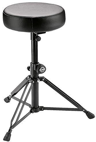 K&M 14015 Drummersitz Schwarz, rund - Stahl, Kunstleder - zusammenlegbarer Hocker für Schlagzeuger, höhenverstellbar