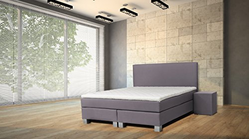 WELCON boxspringbettenshop24.de - ORIGINAL Rockstar LE (Limited Edition) Taschenfederkern 1126 Stück - Boxspringbett 180x200 cm Härtegrad H3 in hellgrau TTF in Matratze und Boxen inkl. Topper