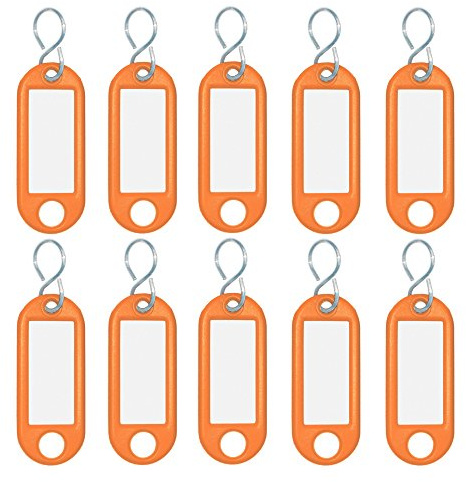 Wedo 262103406 Schlüsselanhänger Kunststoff (mit S-Haken, auswechselbare Etiketten) 10 Stück, orange