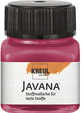 KREUL 90938 - Javana Stoffmalfarbe für helle Stoffe, 20 ml Glas in rubinrot, geschmeidige Farbe auf Wasserbasis mit cremigem Charakter, dringt fasertief ein, waschecht nach Fixierung