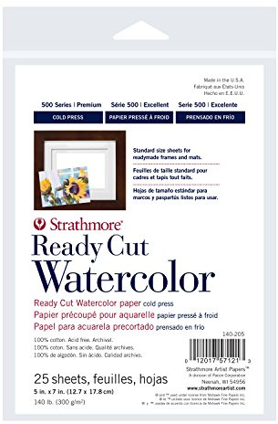 Strathmore 500 Series Ready Cut Watercolor Sheets, 140 lb. Cold Press, 5 X 7 inches, White, 25 Sheets (140-205)