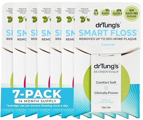 DrTung's Smart Floss - Natural Dental Floss, Cardamom Flavor - Pack of 7