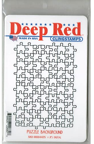 Deep Red Stamps Puzzle Background Rubber Stamp 3.1 x 4.1inches