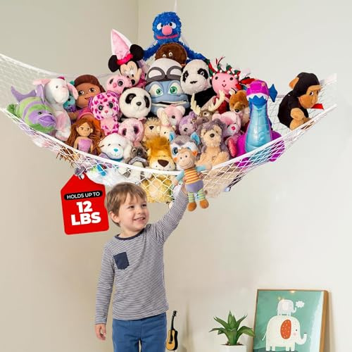 Lilly's Love Teddy Hammock | Toy Hammock for Stuffed Animals | Soft Toy Storage | Cute Room, Bedroom & Home Decor | Large (White)