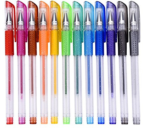Mudder Lot de stylos gel paillettes pour coloriage livre, concevoir, colorier, scarabocchiare et abbozzare,