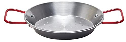 La Ideal Garcima Paellera de Acero Pulido, 20 cm, Plata/Rojo