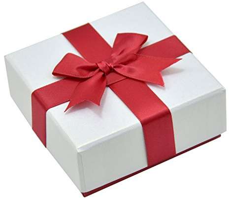 Paialco Jewelry Package Paper Gift Box Red Ribbon Bow-Knot 3 3/4-Inch by 3 3/4-Inch