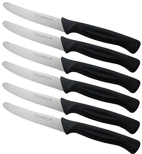 Tenartis 496 set med 6 bord, biff, pizzaknivar 11 cm/4,25 tum blad – tillverkad i Italien