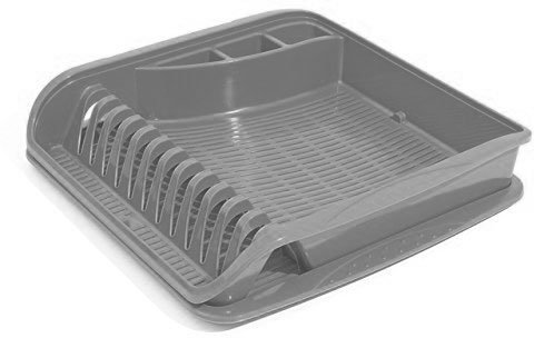 Tamaño Mediano Gris de plástico escurreplatos con Bandeja extraíble