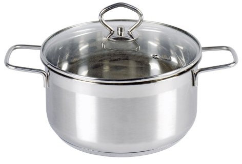 Krüger 101016 MA - Pentola in acciaio inossidabile con coperchio trasparente, Diametro 16 cm