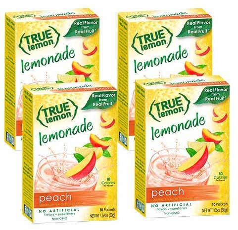 True Lemon Peach Lemonade Drink Mix 10 Stix Pack 30g Box