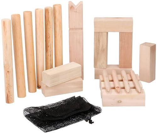 Eddy Toys 22771 Kubb Spiel - Kubb - - Holz - mit Aufbewahrungstasche - Klein, Brown