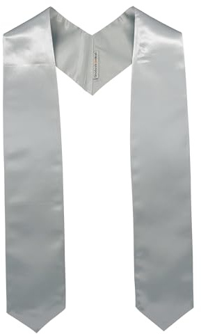 GraduationMall Unisex Adult Plain Graduation Stole 60 Silver