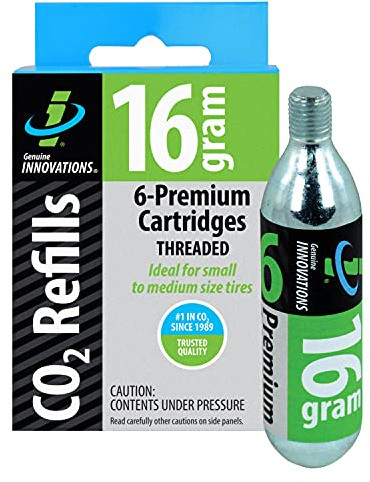 Genuine Innovations G2153, Bicycle CO2 Cartridges, Threaded, 16g, Pack of 6
