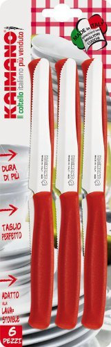 Kaimano Dinamik KDN021506R Se 6 Coltelli Tavola, Lama Dentata, Rosso