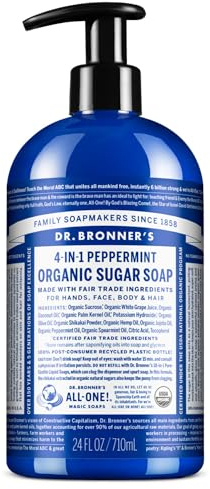 Dr. Bronner's Peppermint Organic pump Soap 710 ml (Packaging may vary)