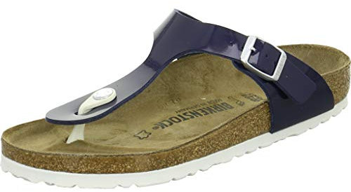 BIRKENSTOCK Classic 1005301 Gizeh Birko-Flor, Damen Zehentrenner, Blau (Dress Blue Lack), 39 EU (5.5 UK)