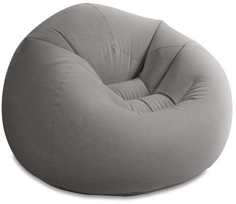 Intex 68579EP Beanless Bag Inflatable Lounge Chair: Corduroy Textured Flocking – Durable Vinyl – Folds Compactly – 220lb Weight Capacity – 45 x 45 x 28